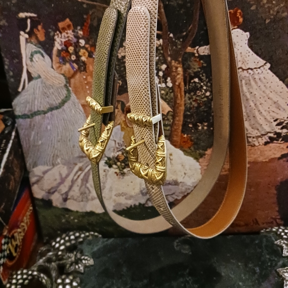 🐶 2 Karen Callan Beautiful Women Belts New! L,💝1 Green&1 Tan Leather Belts.🎁 - Picture 5 of 6